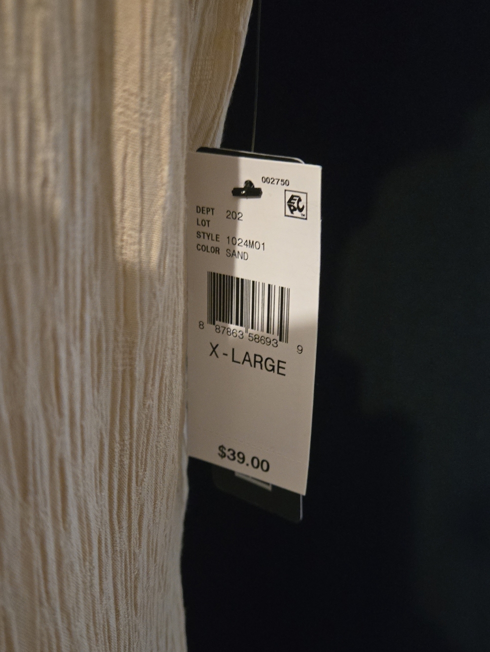 BCX Sand Color Lightweight Textured Blouse - Picture 6 of 8
